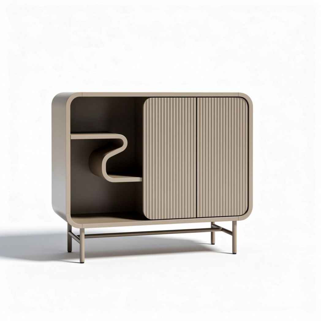 Meuble de rangement moderne en bois beige avec portes et étagère 120 x 50 x 80cm