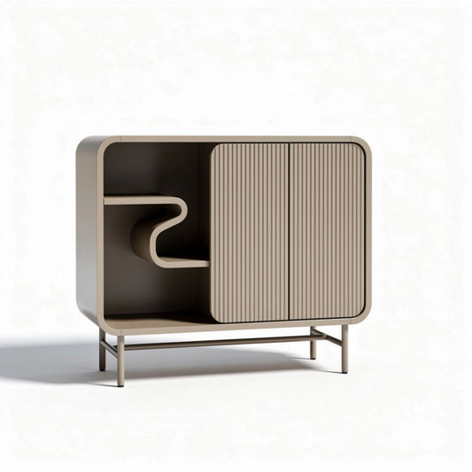 Meuble de rangement moderne en bois beige avec portes et étagère 120 x 50 x 80cm