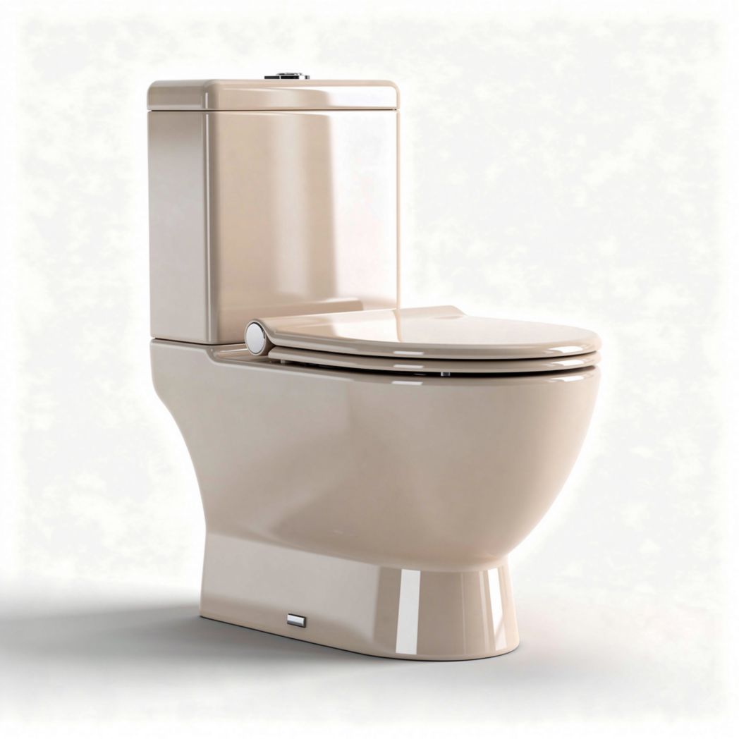 Toilette moderne en céramique beige avec réservoir intégré dimensions 70 x 40 x 75cm