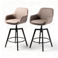 Tabouret de bar en simili cuir beige avec structure en métal noir hauteur réglable 45 x 45 x 105cm