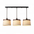 Suspension en métal noir avec abat-jour en tissu beige 70 x 20 x 30cm
