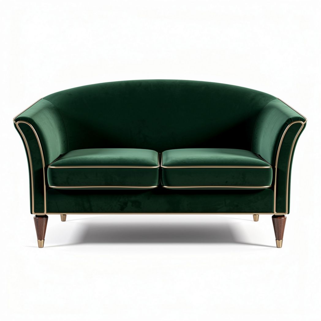 Canapé en velours vert avec pieds en bois dimensions 160 x 80 x 75 cm