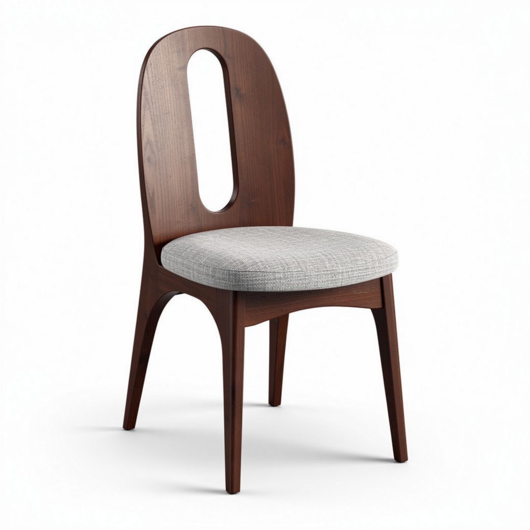 Chaise en bois avec assise en tissu gris dimensions 46 x 45 x 83cm