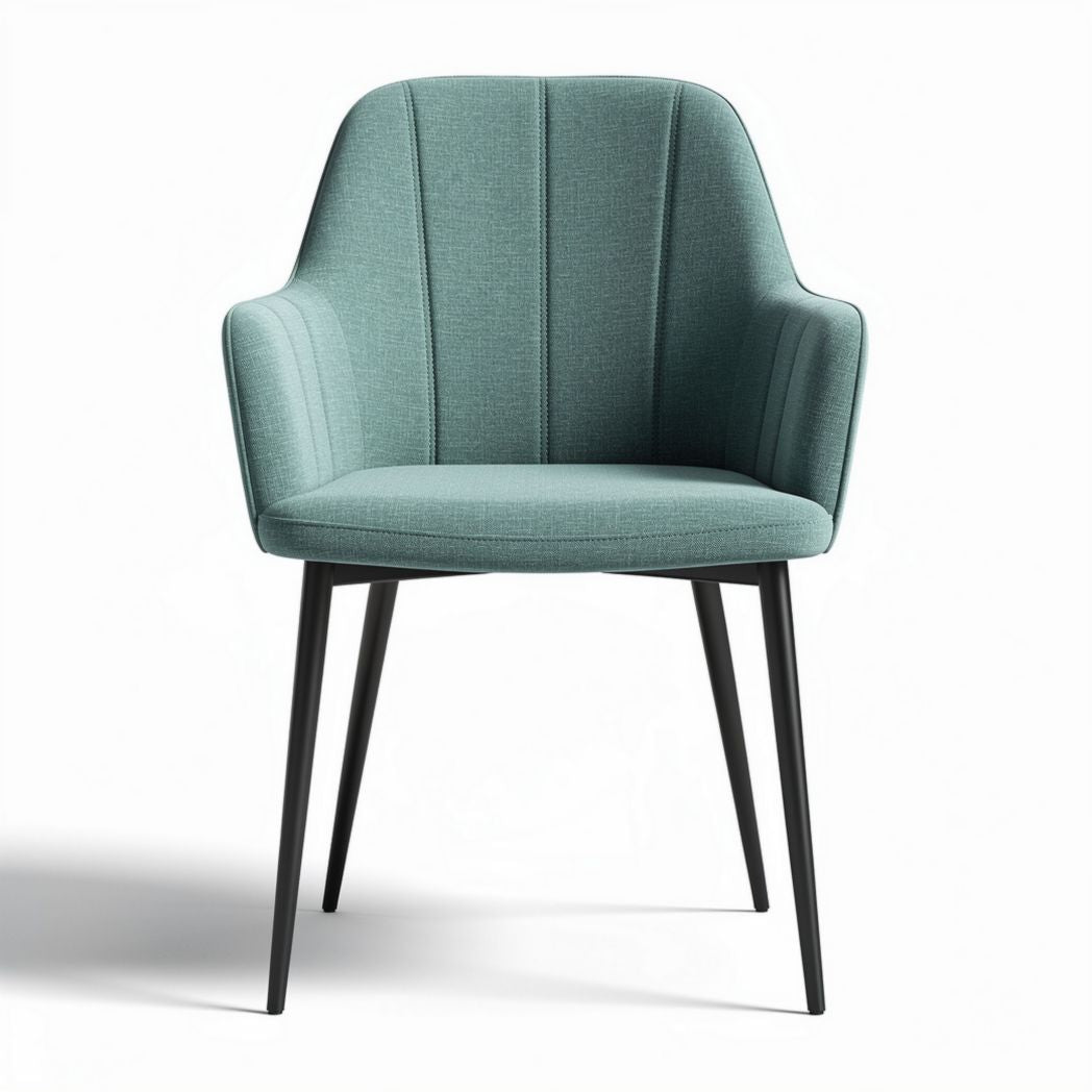 Chaise en tissu vert d'eau avec pieds en métal noir dimensions 50 x 55 x 80cm